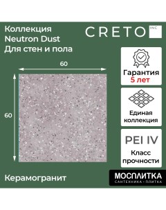 Керамогранит коллекция Neutron Dust 60х60 для стен для пола для теплого пола для Creto