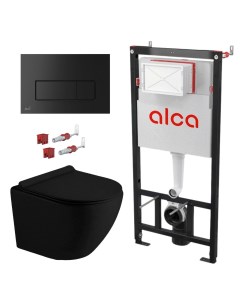 Готовый набор инсталляции Alcalast с черной панелью смыва M578 унитаз подвесной Zandini Alcaplast
