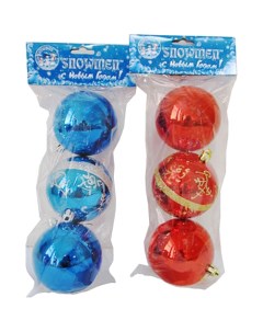 Набор шаров на ель Гобелен Е93091 8 см 3 шт цвет в ассортименте Snowmen
