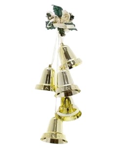 Елочная игрушка Гирлянда из колокольчиков с бантом BL3 DL32GL 45 см 1 шт Snowhouse