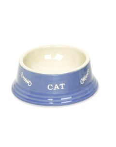 Одинарная миска для кошек и собак с рисунком CAT керамика голубой 0 24 л Nobby