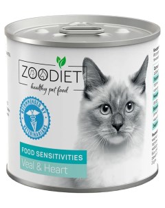 Влажный корм для кошек Food Sensitivities с телятиной и сердцем 240 г Zoodiet