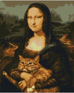 Алмазная мозаика без подрамника 40х50 см Мона Лиза с котом Delart