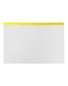 Папка конверт на ZIP молнии A4 150 мкм прозрачная жёлтая молния 12 шт Calligrata