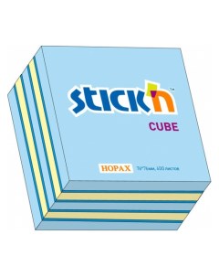 Упаковка блоков самоклеящихся 21340 76x76 400 л 3 цв неон пастель голубой Stick`n