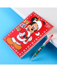 Канцелярский набор С новым годом блокнот А5 ручка наклейки Микки Маус и его друзья Disney