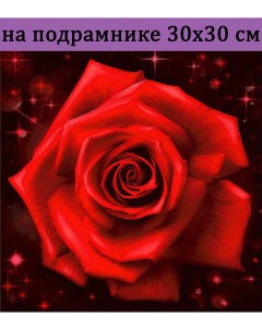Алмазная мозаика HWH0156 красная роза 30х30 на подрамнике Nobrand