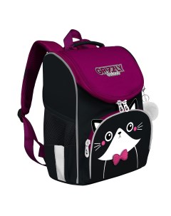 Рюкзак школьный с мешком для обуви черный фуксия RAm 284 2 Grizzly