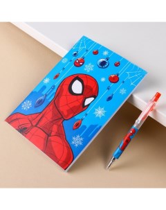 Канцелярский набор С новым годом блокнот А5 ручка наклейки Человек Паук Marvel
