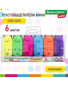 Набор текстовыделителей Cute Cats Neon 152435 6цв в наборе 3 набора Brauberg