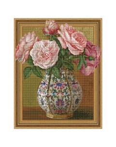 Алмазная мозаика Розы в фарфоровой вазе Сильвертойз