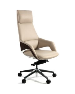 Офисное кресло Шопен FK 0005 A beige leather бежевая кожа алюминий крестовина Norden