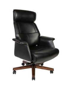 Офисное кресло Вагнер А2067 black leather черная кожа натуральное дерево Norden