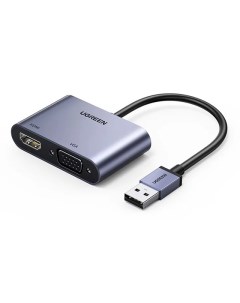 Хаб USB CM449 USB 3 0 to HDMI VGA Card 1080P Grey 20518 Ugreen