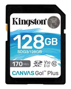 Карта памяти 128Gb SDHC 170R C10 UHS I U3 V30 Canvas Go Plus SDG3 128GB Kingston