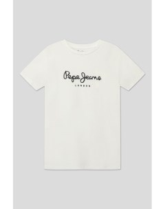 Хлопковая футболка с логотипом бренда Pepe jeans