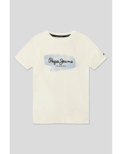 Хлопковая футболка с логотипом бренда Pepe jeans