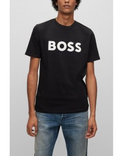 Хлопковая футболка с прорезиненным логотипом Boss