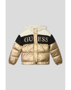 Куртка утепленная с капюшоном и логотипом бренда Guess