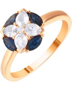 Кольцо с сапфирами топазами и бриллиантом из красного золота Джей ви