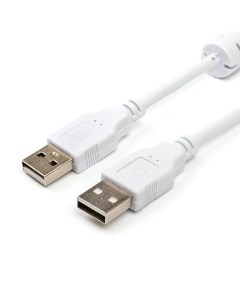 Кабель USB 2 0 Am USB 2 0 Am ферритовый фильтр 1 8м белый AT6614 AT6614 Atcom