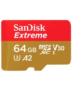 Карта памяти 64Gb microSD Extreme Class 10 UHS I V30 A2 SDSQXAH 064G GN6GN Sandisk