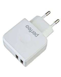 Сетевое зарядное устройство с двумя разъемами USB 2USB белый I4621 Perfeo