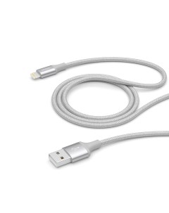 Дата кабель USB 8 pin для Apple алюминий нейлон MFI 1 2м серебро крафт Deppa