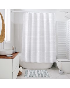 Занавеска штора Nomads для ванной тканевая 180х200 см цвет белый с кольцами Moroshka