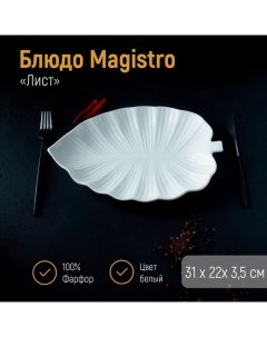 Блюдо фарфоровое Лист 30х21 см белое Magistro