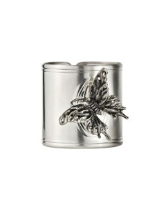 Кольцо для салфеток с черчением бабочки серебристый Кольчугинский мельхиор