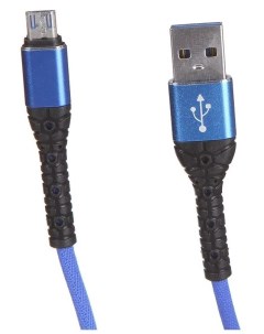 Дата кабель USB microUSB 3А тканевая оплетка синий УТ000024534 Mobility