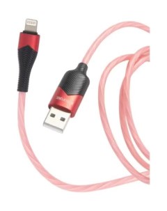 Дата кабель BU19 Streamer USB Lightning 2 4А с подсветкой красный 23222 Borofone