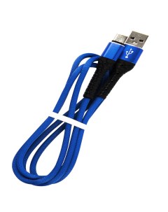 Дата кабель USB Type C 3А тканевая оплетка синий УТ000024538 Mobility