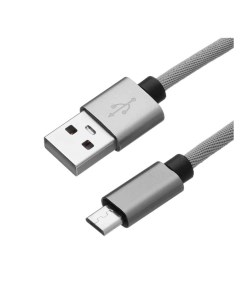 Кабель Mone USB MicroUSB 1 2 метра нейлоновая оплетка до 3A черно серый Unbroke