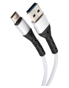Дата кабель USB Type C 3А тканевая оплетка белый УТ000024537 Mobility