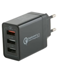 Сетевое зарядное устройство mt 27 3 USB QC 3 0 черный Mobility