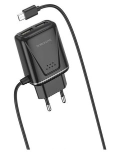 Сетевое зарядное устройство BA50A Beneficence кабель Micro USB 2USB 2 1A черный 30176 Borofone