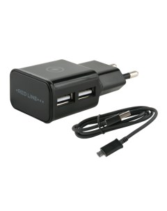 Зарядное устройство сетевое NT 2A УТ000013638 2 USB 2 1A кабель MicroUSB черный Red line
