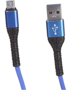Кабель интерфейсный УТ000024534 USB microUSB 3А 1м тканевая оплетка синий Mobility
