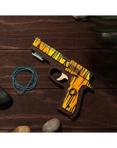 Сувенир деревянный игрушечный Резинкострел жёлтые линии 4 резинки Nobrand