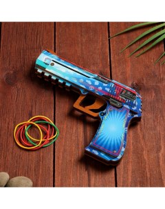 Сувенир деревянный игрушечный Пистолет резинкострел голубой Дарим красиво