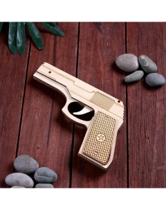 Сувенир деревянный игрушечный пистолет резинкострел стреляет резинками Nobrand