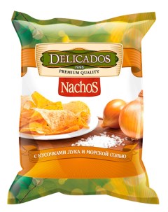 Чипсы nachos кукурузные с кусочками лука и морской солью 150 г Delicados