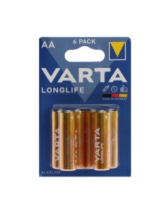 Батарейка алкалиновая LONGLIFE AA набор 6 шт Varta