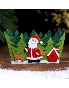 Новогодний сувенир Дед Мороз в лесу 7690787 20х15х11 см Nobrand