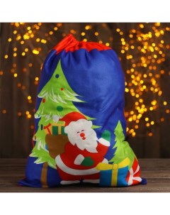 Мешок Деда Мороза Дедушка с подарками 58x42 см цвет синий Nobrand