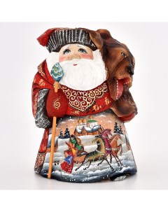 Скульптура из дерева Дед Мороз с медведем Russia the great
