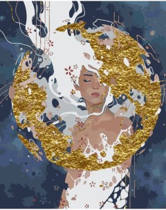Картина по номерам на холсте 40х50 на подрамнике с золотой поталью Магия луны Delart