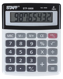 Калькулятор STF 5808 8 разрядов двойное питание 134х107 мм Staff